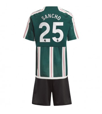 Manchester United Jadon Sancho #25 Replika Babytøj Udebanesæt Børn 2023-24 Kortærmet (+ Korte bukser)